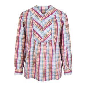 Vintage Sail for Sears Plaid Bib Front Ruffle Cotton Blouse Top Grandmacore m/l